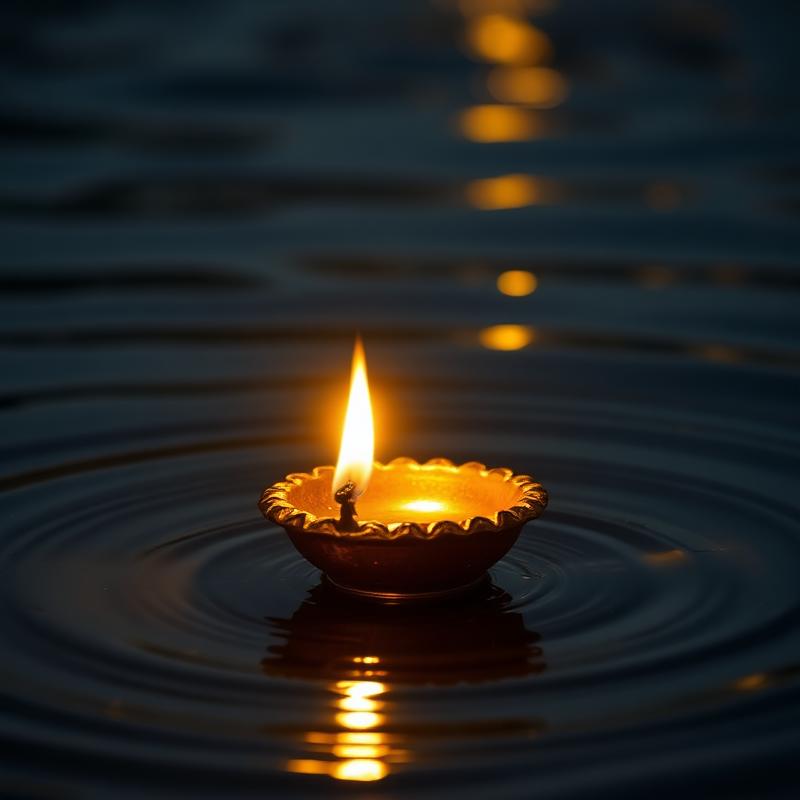 Floating Diya on Ganges